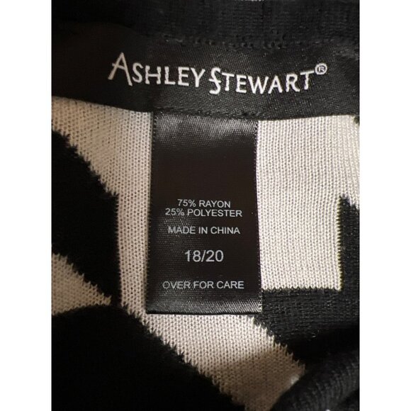 Ashley Stewart Black White Large Houndstooth Print Swing Top Women's 18 20 - Picture 7 of 8
